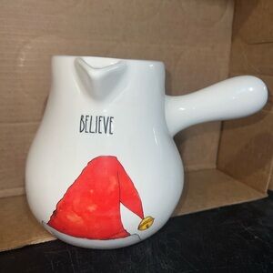 Rae Dunn Hot Cocoa Pot with Red Santa Hat - Believe-hard to find!!